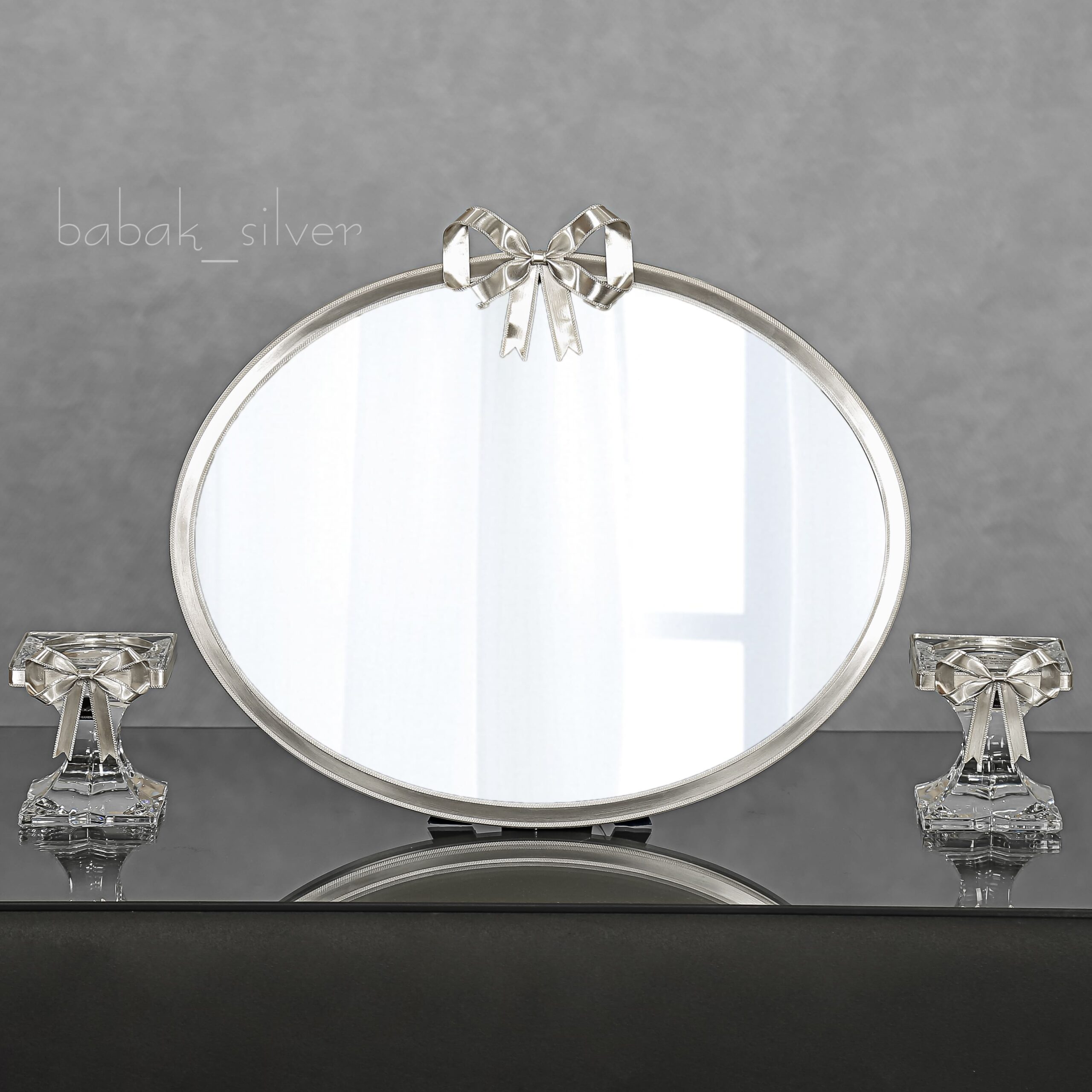 کالکشن آینه و شمعدان نقره پاپیون