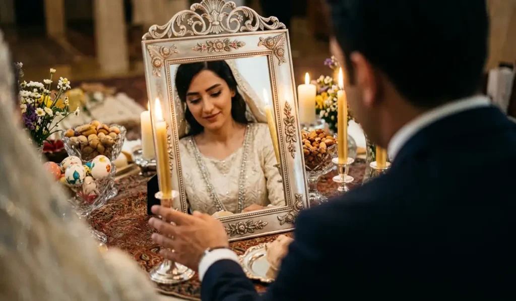 نماد آینه در سفره عقد